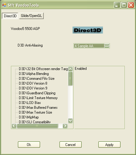 Media asset (photo, screenshot, or image in full size) related to contents posted at 3dfxzone.it | Image Name: sfft_voodoo_tools_direct3d_1.png